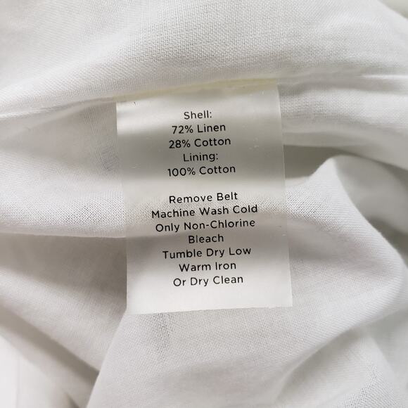 Vintage Talbots Linen Dress Womens 4 Petite Ivory Green Summer Wedding Guest - Picture 13 of 16